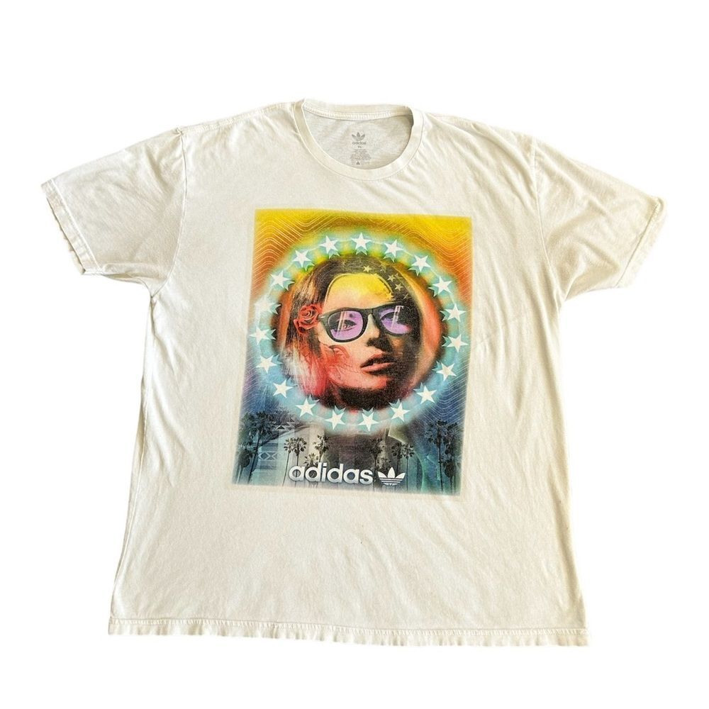 Adidas White T-shirt with Woman’s Face Graphic size XL